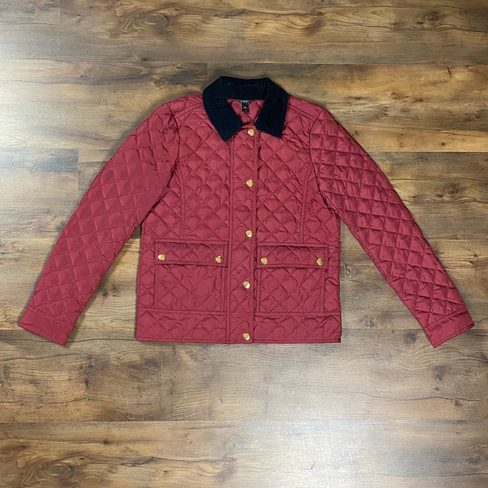 J. Crew Quilted Down Red Jacket Size XXS